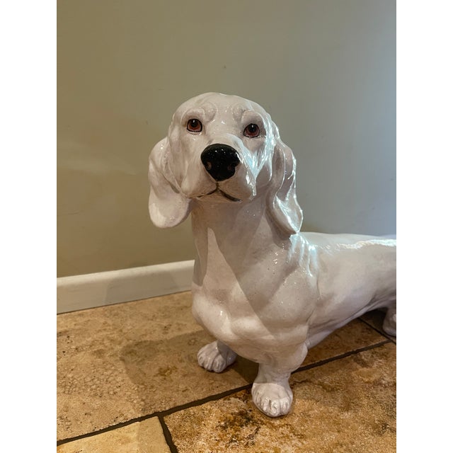 1960s Life Sized Italian Glazed Terra Cotta Dachshund For Sale - Image 4 of 12