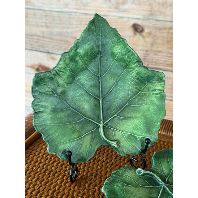 Italian Vietri Foglia Fresca Majolica Leaf Bread or Side Plates-Set of 8 For Sale - Image 9 of 12