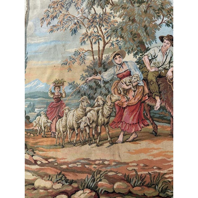 Vintage French Aubusson Style Jacquard Tapestry, 1980s For Sale - Image 3 of 14