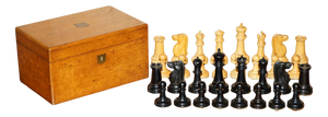 Large Antique Victorian Weighted Staunton Chess Set