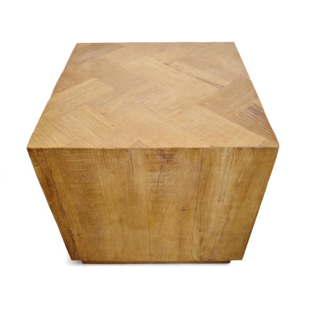 Contemporary Salvaged Chevron Cube End Table For Sale - Image 3 of 4