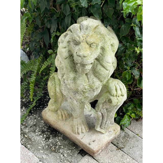 Antique Concrete Garden Lion Sculpture For Sale - Image 4 of 5