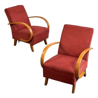 Czechoslovak Art Deco H-410 Armchairs by Jindrich Halabala, 1930s, Set of 2 For Sale