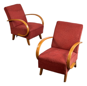 Czechoslovak Art Deco H-410 Armchairs by Jindrich Halabala, 1930s, Set of 2