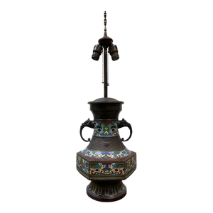 Chinese Dragon Handle Bronze Cloisonné Lamp, Early 20th Century