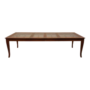 Stanley Furniture Contemporary Traditional Style 110" Glass-Paneled Dining Table 265-11-136