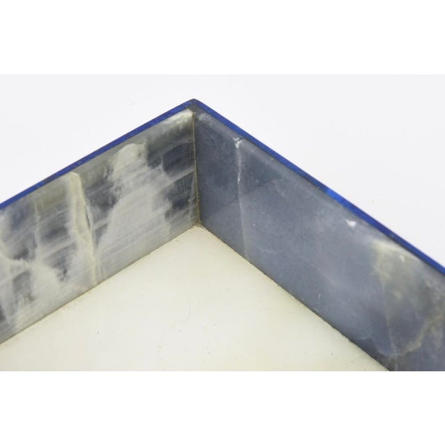 Mid Century Modern Lapis Lazuli, Silver Inlay and Quartz Stone Box, 1950's For Sale - Image 12 of 13