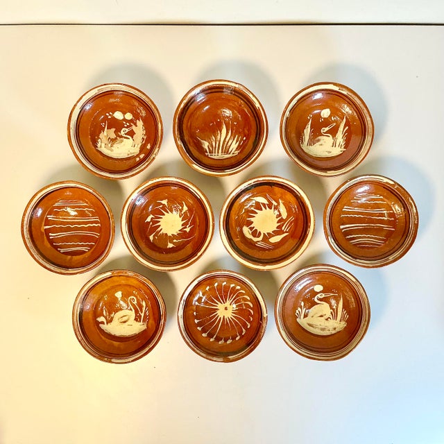 Mexican 1950s Vintage Mexican Southwestern Folk Art Tlaquepaque Pottery Serving Bowls - Set of 10 For Sale - Image 3 of 12