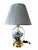 Vintage Blue Floral Glass Terrarium Table Lamp With Pleated Blue Shade For Sale In Las Vegas - Image 6 of 8