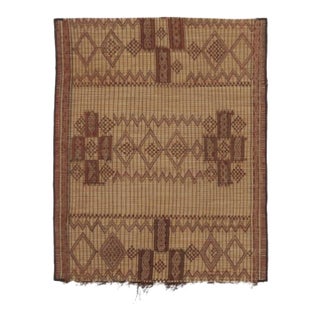 Title: Vintage Tuareg Mat, Beige-Brown Tribal Geometric Patterns - Rug & Kilim For Sale