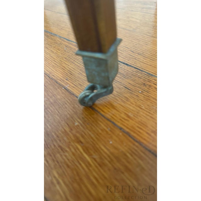 Vintage Maitland-Smith Drop Leaf Side Table With Painted Faux Marquetry, Brass Casters For Sale - Image 10 of 15