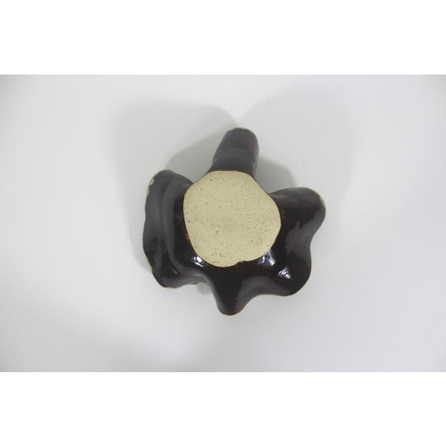 Vintage Sculptural Studio Pottery Footed Bowl Organic Ruffled Edge For Sale - Image 12 of 12