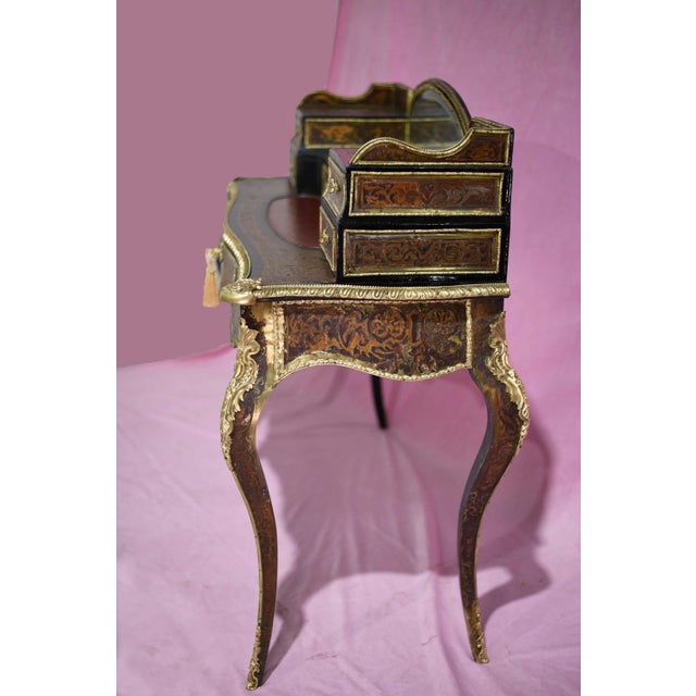 Brown 19th Century Fine French Ladies Bonheur Du Jour Bronze Mounted Desk Timeless Elegance For Sale - Image 8 of 12