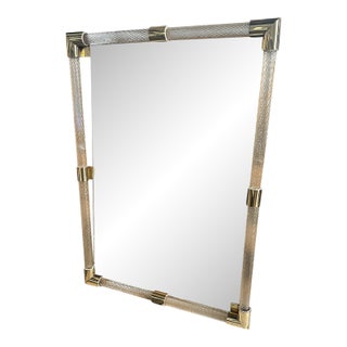 Monumental Italian Venetian "Torciglione" Torchon Murano Glass Wall Mirror in Barovier Style For Sale
