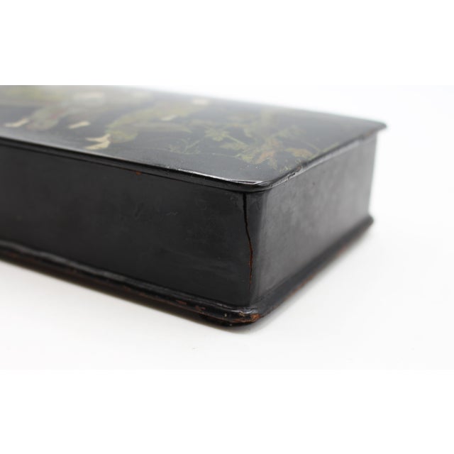 Paper Circa 1870 Japanese Meiji Era Lacquer & Papier Mache Box For Sale - Image 7 of 8