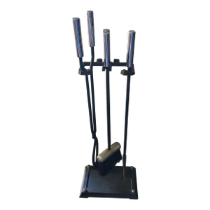 Early 21st Century Fireplace Tools Black With Chrome Handles
