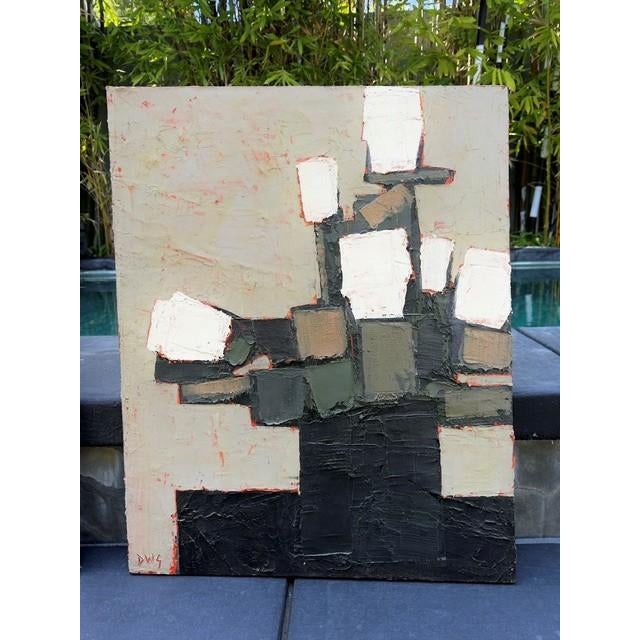 This striking pair of contemporary oil paintings by David Warren Gibson presents abstract floral arrangements rendered...