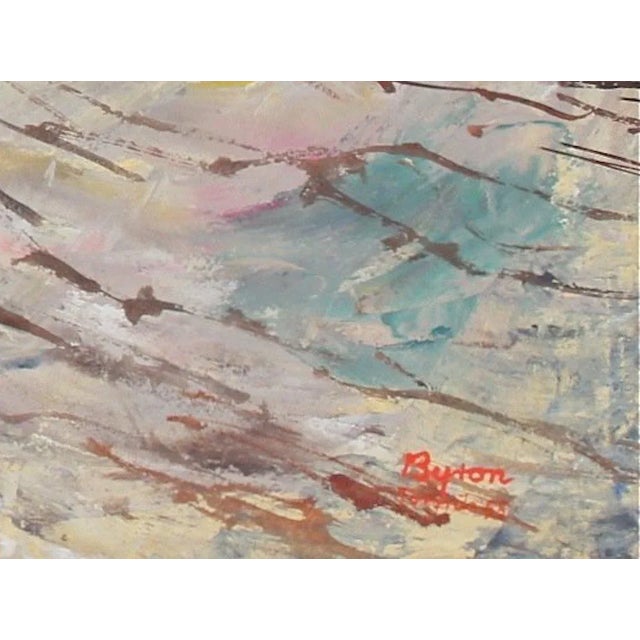 Entitled "Spring Fields, Sheek Island" this 1955 oil and casein landscape scene of Canada is by Expressionist West Coast...