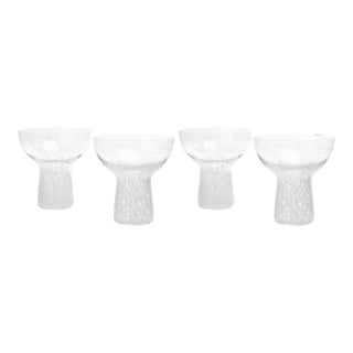 Dottie Clear White Dots Handblown Cocktail Glass - Set of 4 For Sale