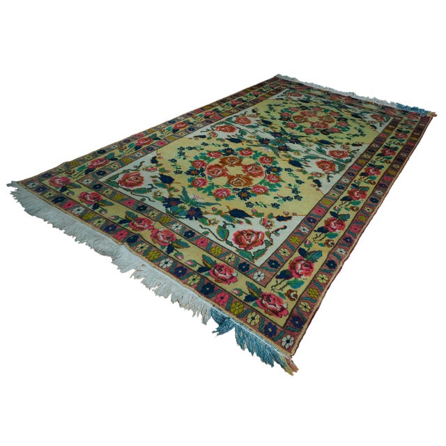 9.5"x5.6" feet antique Roses Oriental Hand Knotted Wool rug Rug No:19/1 Very beautiful rare and unique hand-knotted roses...