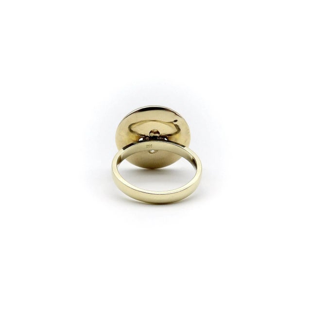 Metal 1990s 14k Gold Button Ring, Size 7 For Sale - Image 7 of 8
