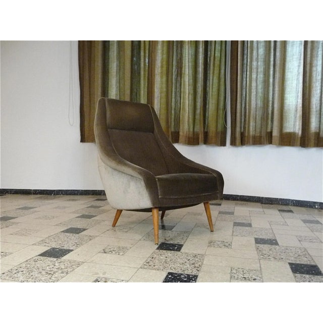 Italian Mohair Velvet Highback Chair, 1950s For Sale - Image 18 of 18
