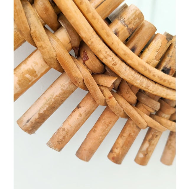 1960s Mid-Century Italian Oval Wall Mirror with Bamboo Frame by Franco Albini, 1960s For Sale - Image 5 of 12