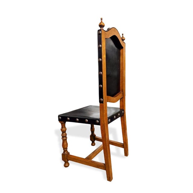 1950s Vintage Portuguese Oak 18th Century Style Dining Chairs C1970s, Set of 10 For Sale - Image 5 of 8