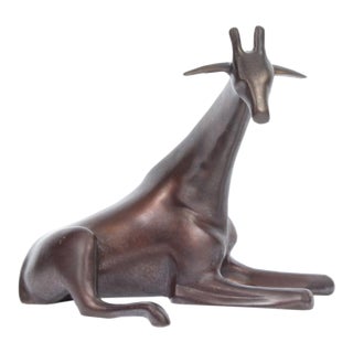Bronze Giraffe Sculpture by Loet Vanderveen For Sale