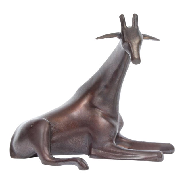 Bronze Giraffe Sculpture by Loet Vanderveen For Sale