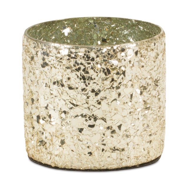 Add a touch of elegance and warmth to your home with this set of Gold Mosaic Glass Candle Holders. Featuring two distinct...