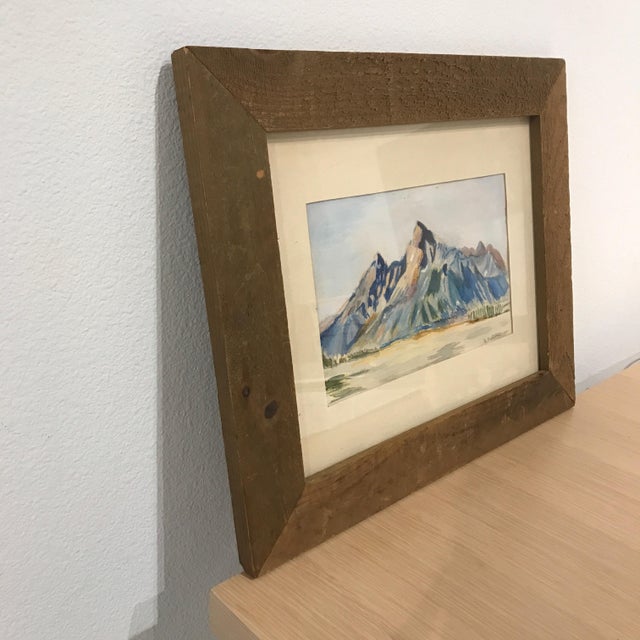 Mid-Century Modern 1970s Framed Mountain Landscape Original Watercolor Painting - Signed M. Sullivan For Sale - Image 3 of 4