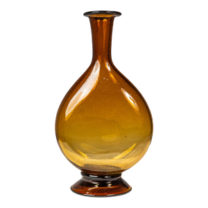 Mid-Century Modern Abstract Amber Blown Glass Bud Vase Vessel, Usa, C. 1970s