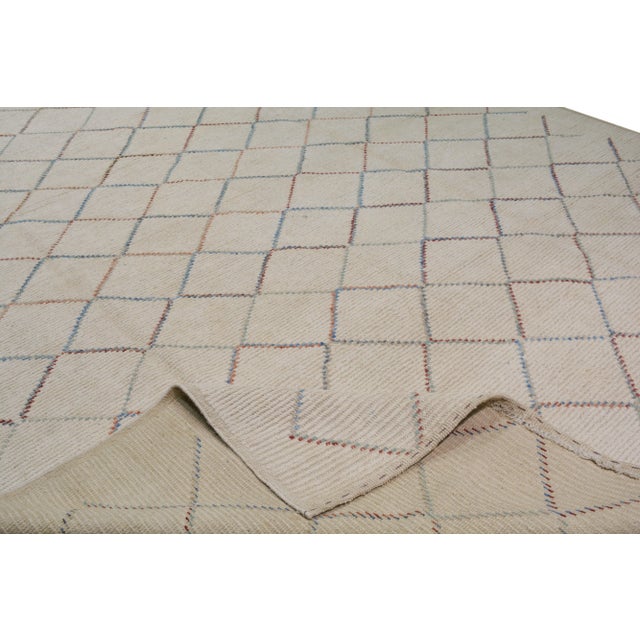Moroccan Hand Knotted Beni Ourain Rug With Natural Color Organic Wool and Soft Texture,8'3"x10'5" For Sale In New York - Image 6 of 7