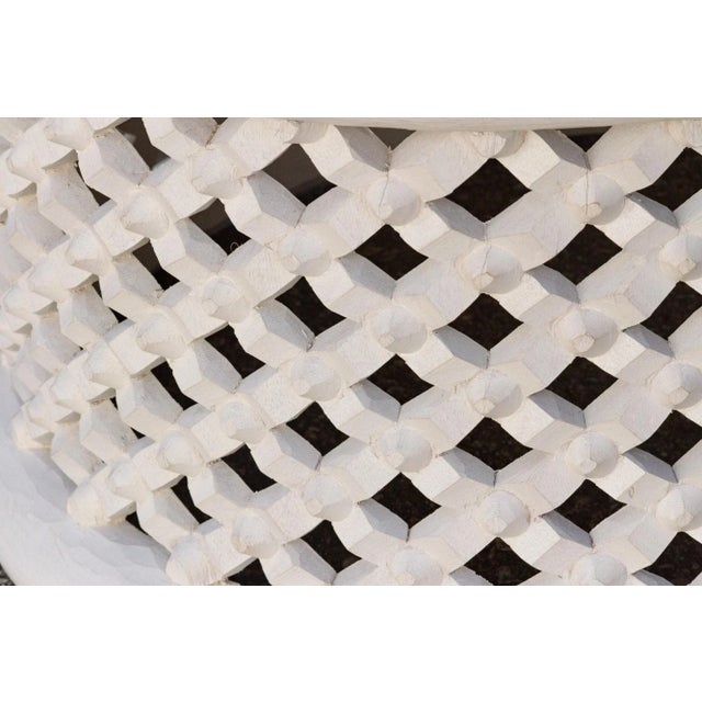 Aged White Bamileke Round Table For Sale - Image 4 of 9