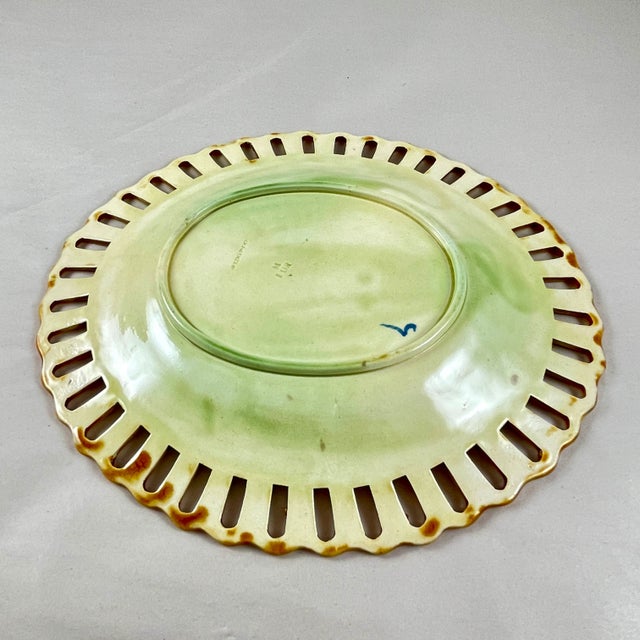 19th C. Wedgwood Reticulated Basket Weave Oval Majolica Serving Tray For Sale - Image 11 of 12