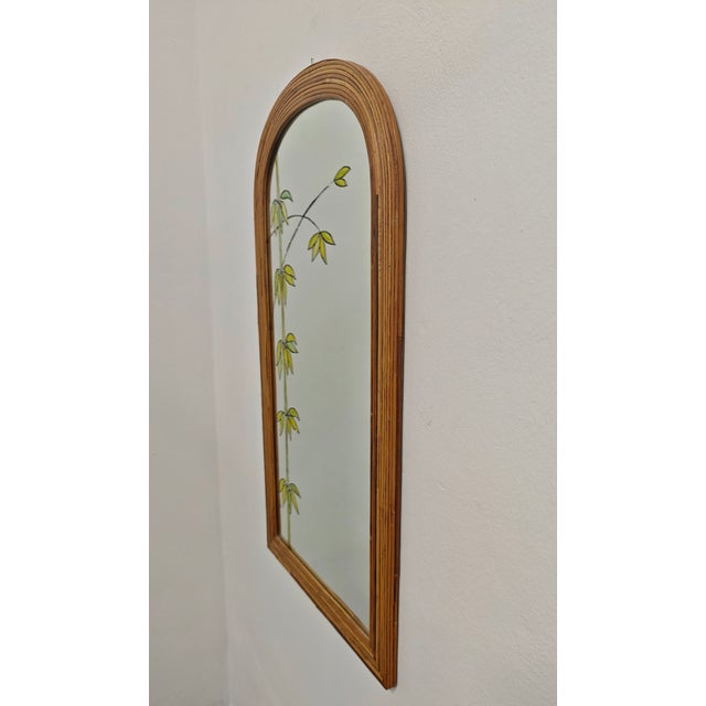 Italian Arched Mirror in Rattan Wicker, 1960s-1970s For Sale - Image 9 of 12