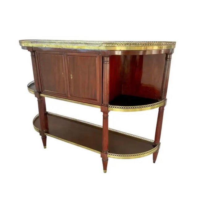 19th Century French Mahogany Buffet With Marble Top and Brass Gallery For Sale - Image 5 of 17