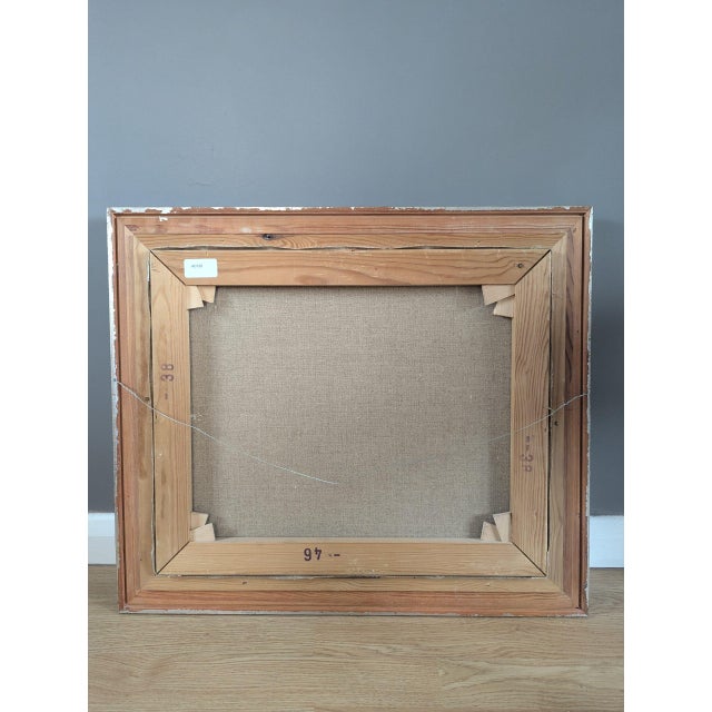 Mid-Century Modern 'Quiet Commune' Original Figure City Oil Painting by Swedish Artist Fabian Lundqvist (1913-1989), Framed For Sale - Image 12 of 12