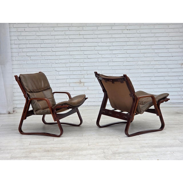 Norwegian Lounge Chair in Brown Furniture Leather, 1970s For Sale - Image 14 of 18