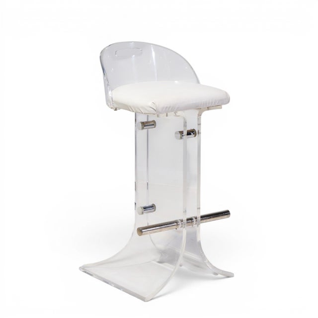 Hill Manufacturing Co. Charles Hollis Jones for Hill Manufacturing Mid Century Lucite Barstools - Set of 3 For Sale - Image 4 of 12
