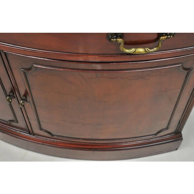 Vintage Morganton Duncan Phyfe Mahogany Bow Front Corner China Cabinet Curio For Sale - Image 9 of 17