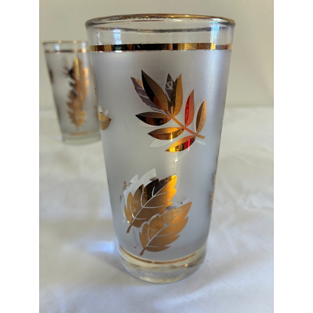 Vintage Mid 20th Century Cocktail Glasses by Libbey With Gold Leaf Design - Set of 5 For Sale - Image 9 of 12