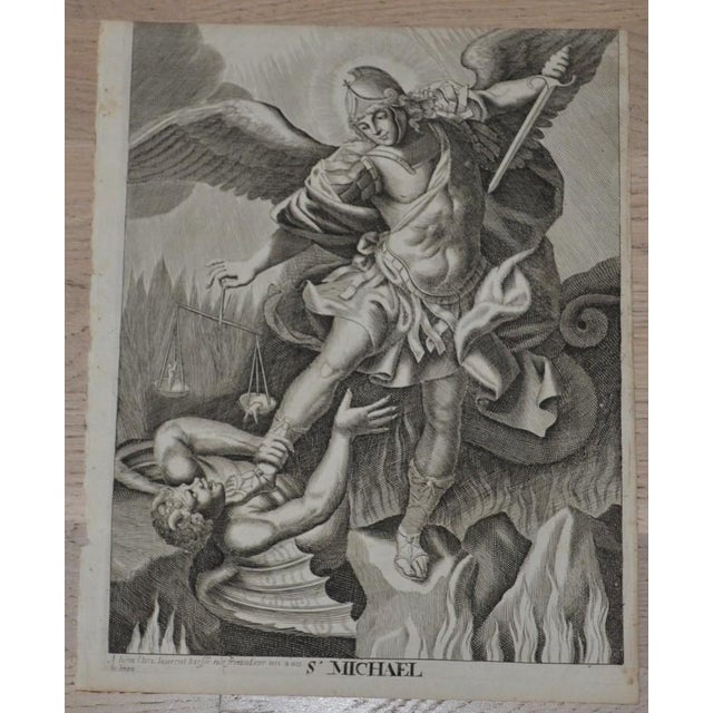 17th Century Religious Engraving of St. Michael, Lyon, Laurent Biesse For Sale - Image 10 of 10