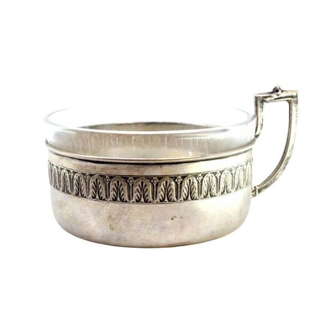 Silver Silver Cup with Raised Edges and Glass Core For Sale - Image 8 of 8