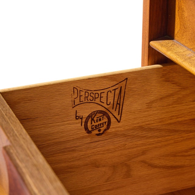 Kent Coffey Perspecta Mid Century Walnut and Rosewood Highboy Dresser For Sale - Image 9 of 9
