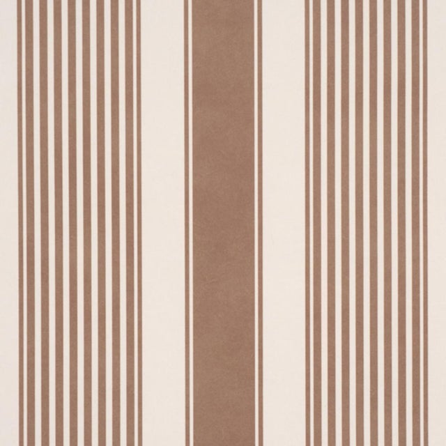 Traditional Sample - Schumacher Summerville Stripe Wallcovering In Umber For Sale - Image 3 of 6