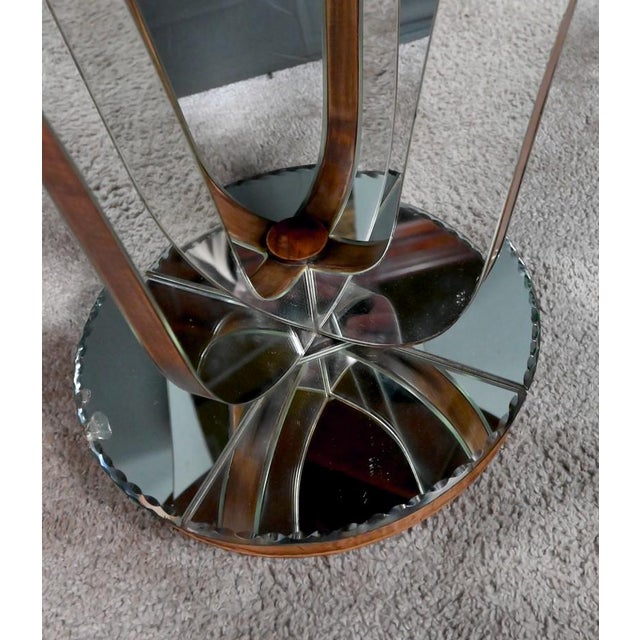 Small Mirrored Glass & Walnut Side Table, 1940s For Sale - Image 12 of 15