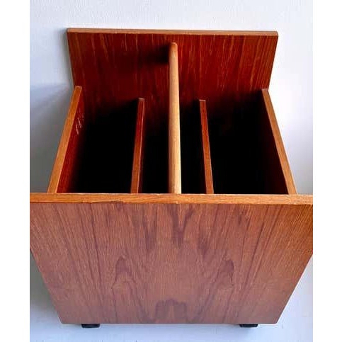 Teak Magazine / Album Rolling Storage Bin by Rolf Hesland for Brucksbo, 1960's For Sale - Image 14 of 18