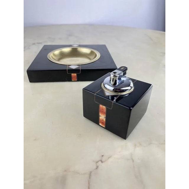 Metal Vintage Italian Ashtrays and Table Lighters, 1970s, Set of 2 For Sale - Image 7 of 11